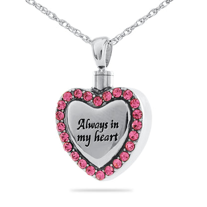 Always Silver Heart With Pink Stones
